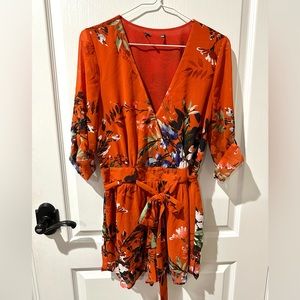 Gianni Bini Faux Wrap Floral Romper
